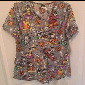 Brand New Disney Mickey And Friends Halloween Themed Scrub Top